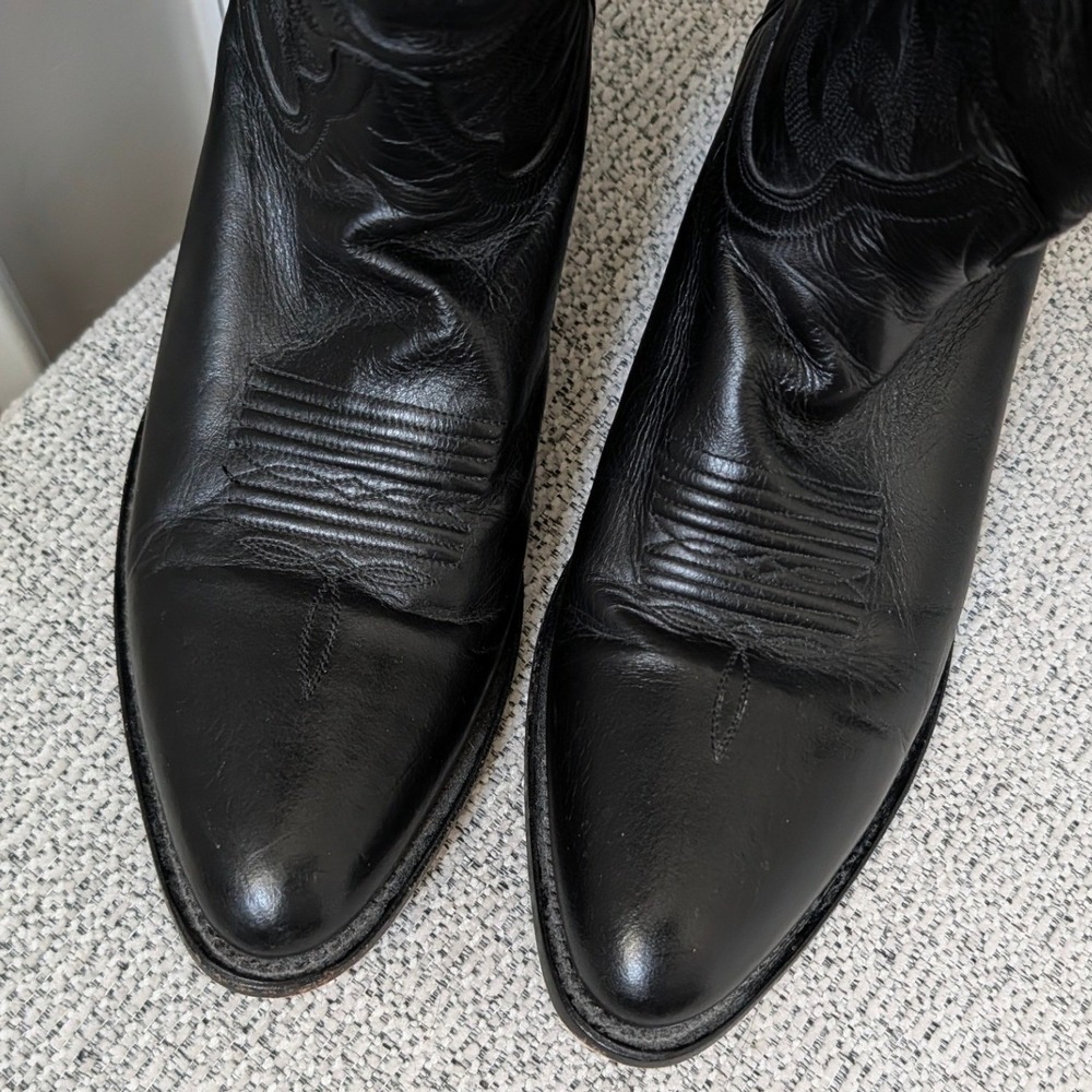Cody James Mens Black Leather Western Cowboy Boots Pointed Toe Size 12 - Picture 4 of 11